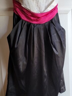 Black Satin Skirt with Hot Pink Waistband